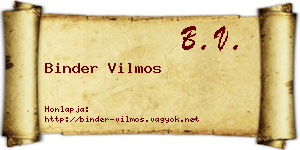 Binder Vilmos névjegykártya